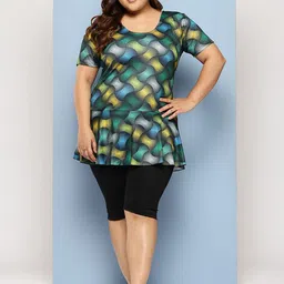 Aarika Printed Plus Size Swimming Dress With Goggle-16