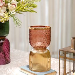 Pure Home and Living Yellow & Coral Double Shaped Colourblocked Glass Vase-picture-21
