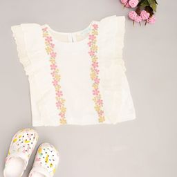 AKKRITI BY PANTALOONS Floral Print Flutter Sleeve Cotton Top-picture-8