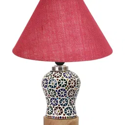 Aura Conical Pink & White Printed Glass Frustum Shaped Table Lamp-5
