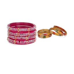 SOMIL Set of 8 Pink Alloy Bangles-image-90