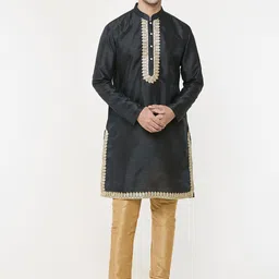 Arihant Rai Sinha Floral Yoke Embroidered Mandarin Collar Kurta With Churidar-picture-37