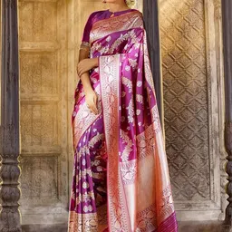 AMRUTKALA SAREES Ethnic Motifs Woven Design Zari Banarasi Saree-image-39