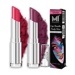 MI FASHION Set Of 2 Creamy Matte Bullet Lipstick 3.5g Each - Magenta Rush & Wine Burgundy-45