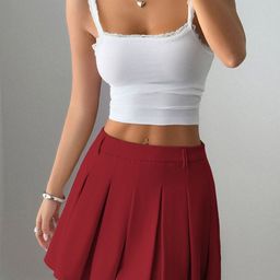 Outzidr Pleated Waist Band Flared Mini Skirt-picture-56