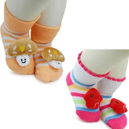 NESKA MODA Kids-Unisex Set Of 2 Ankle Length Cotton Socks-74