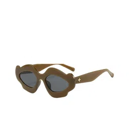 AUGEN Unisex Black Lens & Brown Oval Sunglasses with-image-91