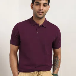 NOBERO Men Solid Polo Collar Cotton T-shirt-image-59