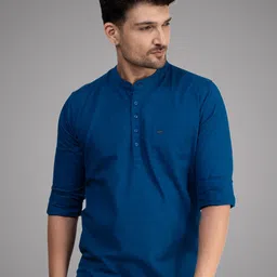 D Finish Men Solid Daily Cotton Straight Short Kurta-image-98