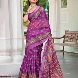 Anouk Ethnic Motifs Zari Linen Blend Saree-16