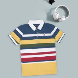 Pantaloons Junior Boys Striped Polo Collar Cotton Regular Fit T-shirt-picture-14