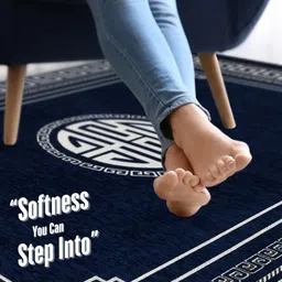VAS COLLECTIONS Navy Blue Abstract No Shredding Polyester Carpet image 4