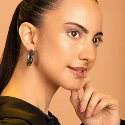 PRITA Set Of 2 Silver-Plated Artificial Stones Studded Contemporary Shaped Drop Earrings-49