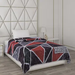 Monte Carlo Grey & Black Abstract Printed Mild Winter 553 GSM Single Bed Blanket-29