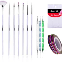 7 Nail Brush, 3 Dotting Pen,3 Nail Tape and 1 Tip Guide-1