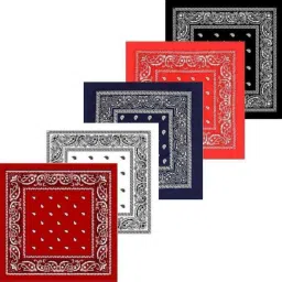 Bismaadh 100% Cotton Paisley Pattern Bandanas Face Mask Square Scarf Headwear ["Black","Red","Blue","White","Maroon"] Handkerchief-image-32
