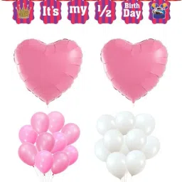 Solid Its My Half Birthday Banner for 6 Month Birthday Decoration for Baby Boy & Girl Balloon-image-58