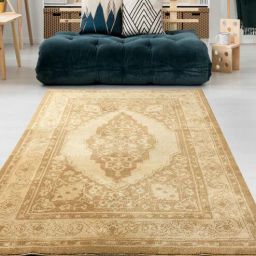 saral home Beige Persian Cotton 5 ft x 7 ft Machine Made Carpet-picture-9