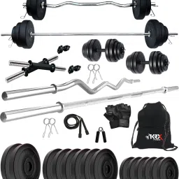 40 kg PVC 40 Kg Home Gym Set with 3 Ft Curl & 5 Ft plain & 1 Pair Dumbbell Home Gym Combo-7