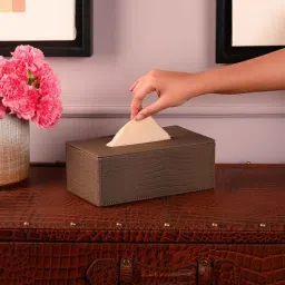 three sixty Sterling Light Brown Recycled leather Tissue Paper Box-picture-20