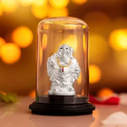 Joyful Illumination Rhodium-Plated 999 Sterling Silver Laughing Buddha Idol Decorative Showpiece-8 cm-image-34