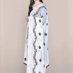 Chiffon Embroidered White, Black Women Dupatta-image-31