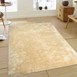 saral home Cream Shaggy Polyester 6 ft x 9 ft Machine Made Carpet-picture-30