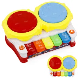 Musical Toy for Kid 2 Drum with 5 Key Piano Keyboard With Flashing Light & Sound-19
