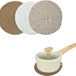 108 Cotton Trivet, Beige Color, Chic Boho Decor Trivet-32