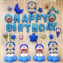 Solid Doreamon combo with star happy birthday combo-pack of 50 Balloon-26