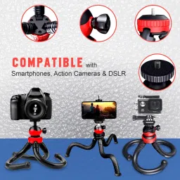 wazny Flexible Octopus Tripod, Cell Phone Tripod 12 Inch Gorilla Tripod Lightweight Bendable Tripod with Heavy Duty Smartphone Stand, Compatible for Action Camera, Smartphones, DSLR and Go Pro Tripod Ball Head, Tripod Bracket, Tripod Kit image 5