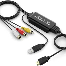 microware TV-out Cable Hdmi to RCA Converter Adapter Cable for PC, HDTV, DVD, VHC VCR-15