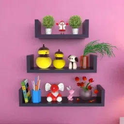 Wall Shelf Wall Mount Wall Shelves For Living Room Home Décor MDF (Medium Density Fiber) Wall Shelf (Number of Shelves - 3 Wooden Wall Shelf-image-71