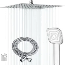Shower 8 Inch with 9 Inch Ceiling Arm With Cubo Hand shower 1.5 meter Hose Pipe Fixed Mount-picture-15