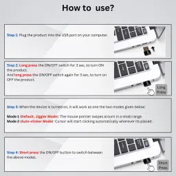 TECHWIBE Autoclicker Mouse Jiggler & Auto Clicker 2-in-1 Undetectable USB Device USB Mouse image 3