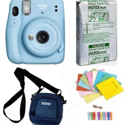 FUJIFILM Instax Mini 11 Instant Camera Mini 11 Instant Camera with 10 sheets film roll ,camera case & bunting2 Instant Camera-image-57