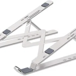 DawnRays Portable Laptop Stand Portable Laptop Stand, Adjustable Aluminum Laptop Riser Computer Stand, Height Adjustable Laptop Stand Ergonomic Foldable Portable Desktop Holder Compatible with MacBook Air Pro, Lenovo, Dell, More 10-15.6” Laptops Laptop Stand-15