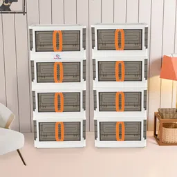 heart home 8 Units Multipurpose Large Cupboard Storage Box for Home | White & Black Storage Box-picture-3