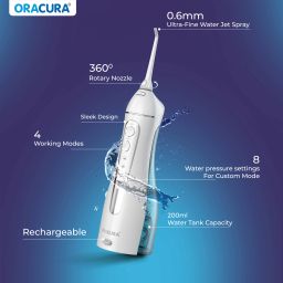 oracura OC200 PRO Smart Plus with 200 ml Tank | Portable & Rechargeable (White) Water Flosser image 4