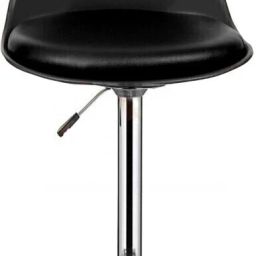 Bar Stool With Footrest Chrome Base (BLACK) Fabric Office Executive Chair-29