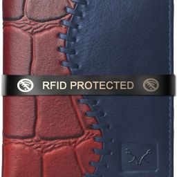 Men Maroon, Blue Genuine Leather RFID Wallet - Mini-image-30