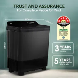 haier 10 kg Toughened Glass, Anti Bacterial Vortex Pulsator, 1300 RPM, Spray Function, Wash Programs, Magic Filter, Rat Mesh Semi Automatic Top Load with In-built Heater Black, Grey image 5