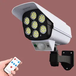 homehop Solar 15 Watt 77 LED Outdoor Security Fake CCTV Camera Model Lights decor design Automatic motion sensor light for home garden, Waterproof house Wall lighting Post Light Outdoor Lamp-picture-34