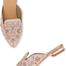 Rocia By Regal Rose Gold Women Hand Embroidered Mules Mojaris For Women-image-27