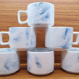 Pack of 6 Ceramic Bone China Coffee Cups & Tea Hotel Cup Round shape 130ML (Sky Blue)-picture-16