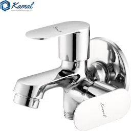Two way Bib tap Opal Elite |Aerator & Std 1/2'' Outlet for health faucet washing machine | Std 1/2'' BSP Inlet | Passion Bib Cock 2 Way Brass with Wall Flange Twin Elbow Valve Faucet-image-8