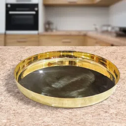Indian Traditional Handmade Brass Golden Color Plain Plate/Thali/ Rice Plates-image-66