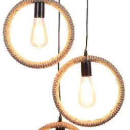 Metal Pendant Light Industrial 3 Light Rope Hanging Rope in circle Lamp in Black Pendants Ceiling Lamp-image-18