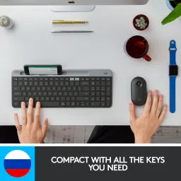 Logitech K580/Bluetooth Compact,Win Mac,Desktop,Tablet,Smartphone,LaptopCompatible Wireless Laptop-size Multi-device Keyboard Compatible with Desktop, Laptop, Mac Easy to Use,Plug and Play,Quick, Comfy Durable body image 3