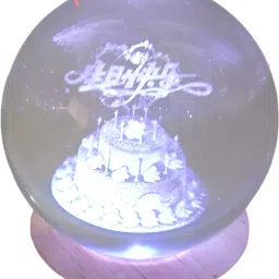 3D Happy Birthday Cake 8CM Crystal Ball Night Lamp Table Home Decoration Gift Table Lamp-22